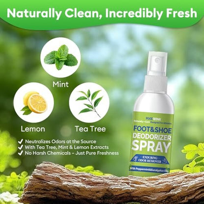 PIXIEWINK Fuß- und Schuh-Deodorant Spray, 150 ml – Sofortiger Geruchsentferner für stinkende Schuhe & Füße – Lang anhaltende Frische