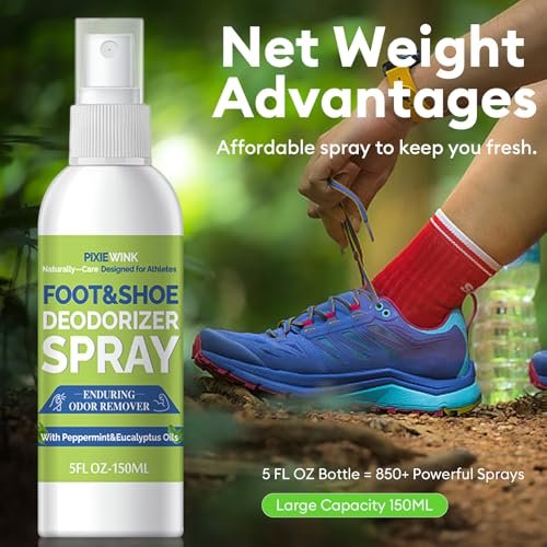 PIXIEWINK Fuß- und Schuh-Deodorant Spray, 150 ml – Sofortiger Geruchsentferner für stinkende Schuhe & Füße – Lang anhaltende Frische