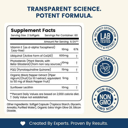 NUISM CoQ10 600mg Weichkapseln – Ubiquinol Q10 Coenzym Supplement, Coq 10 600mg Vitamine für maximale Absorption, Antioxidans Unterstützung für Herzgesundheit & Energie
