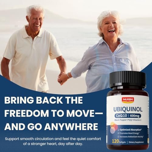 NUISM CoQ10 600mg Weichkapseln – Ubiquinol Q10 Coenzym Supplement, Coq 10 600mg Vitamine für maximale Absorption, Antioxidans Unterstützung für Herzgesundheit & Energie