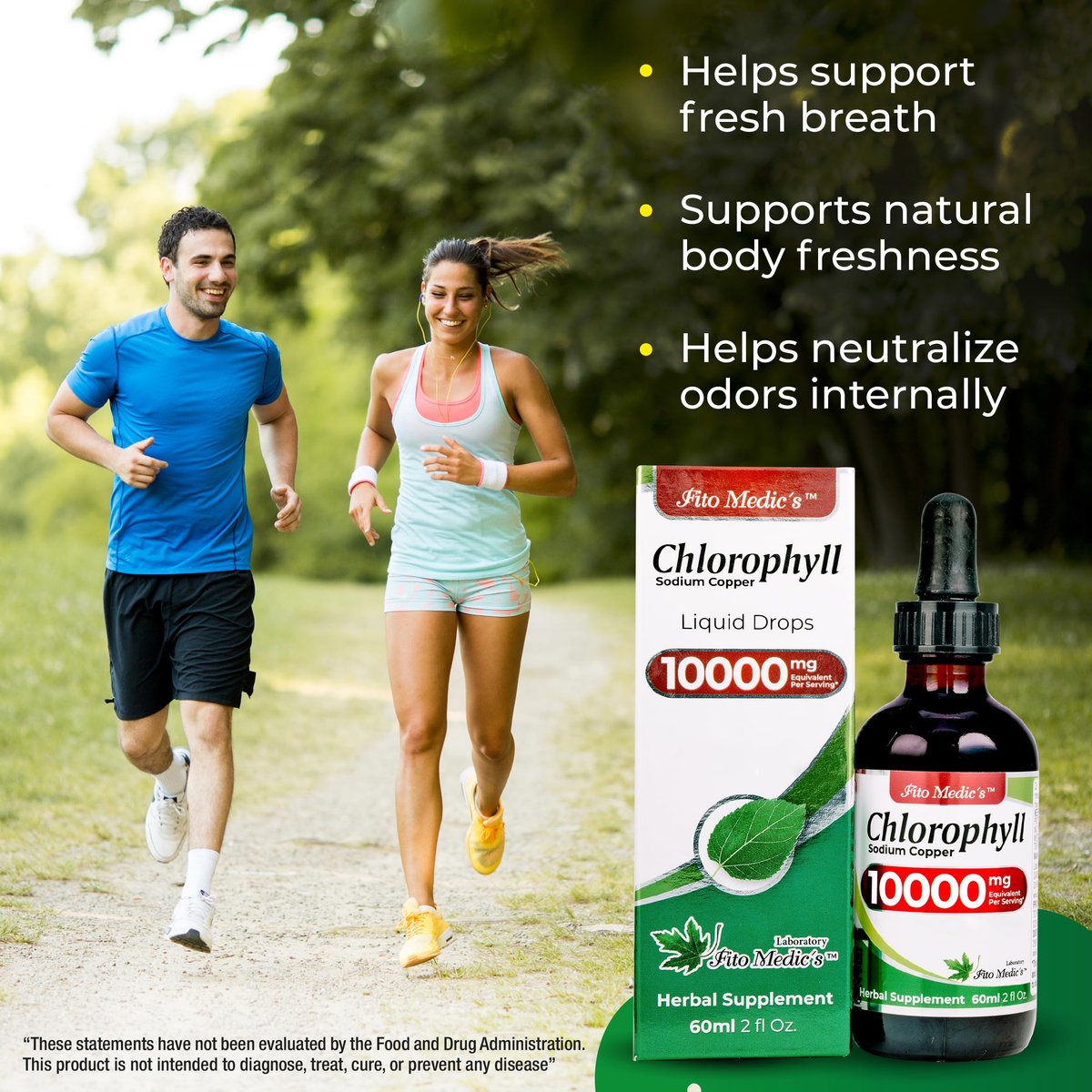 FITO MEDIC'S Lab | Flüssigchlorophyll | Chlorophyll-Tropfen | 50 mg pro Portion (200:1 Extrakt)