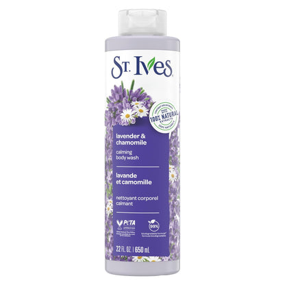St. Ives Lavendel & Kamille Duschgel – Beruhigende Körperpflege mit 100% natürlichen Extrakten, feuchtigkeitsspendende Körperseife, täglicher Reiniger mit entspannendem Blumenduft, 22 oz