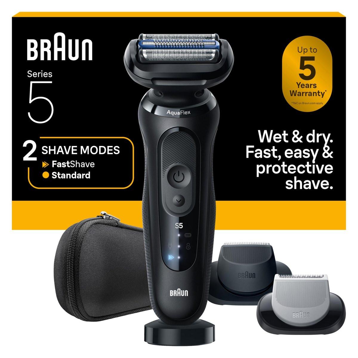 Braun Elektrorasierer für Herren Series 5, Bartrasierer, Elektrorasierer mit Bodygroomer und Reiseetui, S5 5155cs