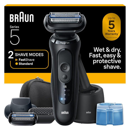 Braun Elektrorasierer für Männer Series 5, Rasierer, Präzisionstrimmer, Extra Scherkopf, 4-in-1 Reinigungs- & Ladestation, S5 5165ps