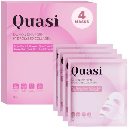 Quasi Salmon PDRN Kollagen Maske – Koreanische Hautpflege-Gesichtsmaske für Feuchtigkeit, Straffung & Glättung, Kollagen-Boost & Porenpflege – 4 Masken, nicht reizend, natürliche Inhaltsstoffe