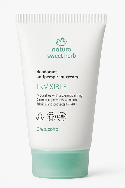 Natura Erva Doce Sweet Herb Unsichtbares Antitranspirant-Deodorant Creme, 48-Stunden-Schutz, Alkoholfrei mit Dermocalming-Komplex, 80 g