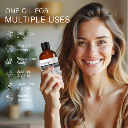 MUNUSNA Rosmarinöl 100 ml – 100% reines Rosmarinöl für Haarwachstum, Premium Aromatherapieöl für Hautpflege, Körpermassage, Diffuser, Seifen- und Kerzenherstellung