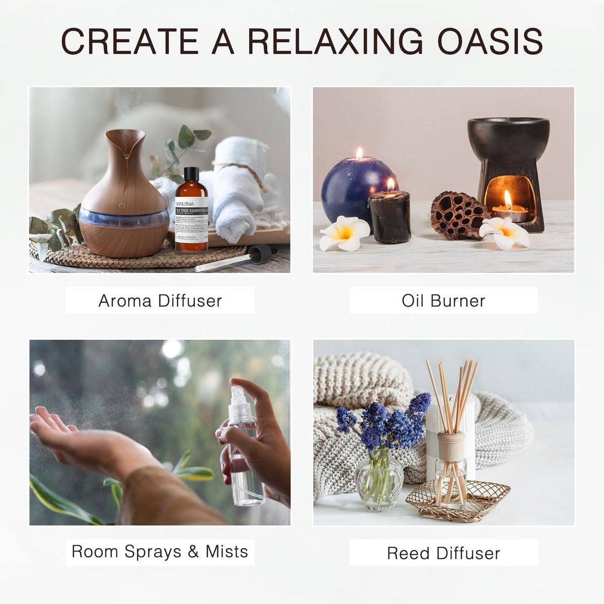 MUNUSNA Teebaumöl 100 ml – 100% reines, natürliches Teebaumöl für Haut, Haare, Diffuser, Aromatherapie, Kopfhaut und Körpermassage