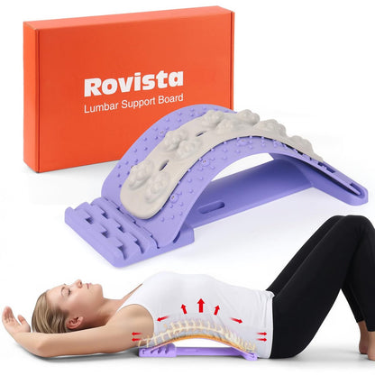 Premium Rückenstrecker für Linderung von Rückenschmerzen – 4-stufig verstellbare Lordosestütze mit weichem EVA-Massagestreifen – Langlebig & tragbarer Rückenknacker zum Lösen von Verspannungen (Lila)