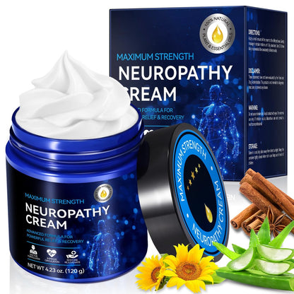 USBSREGARDS Neuropathy Creme Extra Stark – Nervenberuhigende Creme für Füße, Beine, Nacken, Rücken, Hände, Körper – Leichte, pflanzliche Formel mit kühlendem Komfort, 118 ml