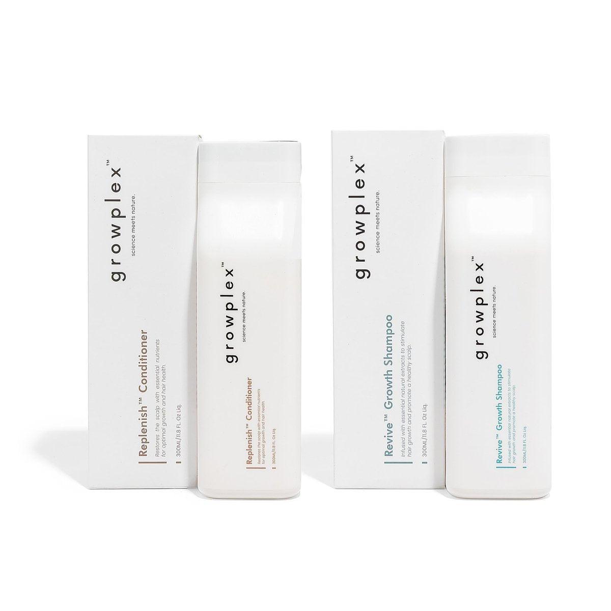 Growplex Revive Shampoo & Replenish Conditioner Bundle, Biotin Scalp Care System für Männer & Frauen, für voller und kräftiger aussehendes Haar täglich