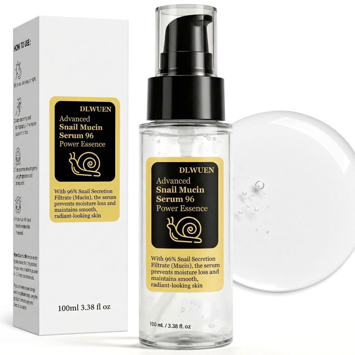 Snail Mucin Serum 100ml – Fortschrittliche 96% Schneckenschleim-Essenz für strahlende Haut