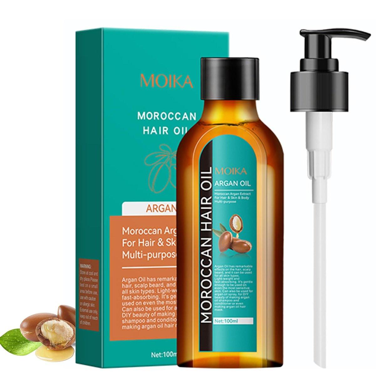 TRIMYFITER Marokkanisches Arganöl – Haaröl für krauses Haar, natürliches Serum gegen Spliss, trockene Kopfhaut, Pflege für geschädigtes, lockiges & langes Haar, Hitzeschutz