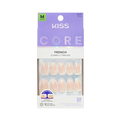 Kiss Core Press On Nägel 'Burble' – Pink, Medium, Mandelform, 32 Nägel mit Kleber und Maniküre-Werkzeugen