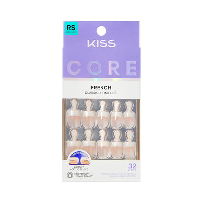 Kiss Core Press On Nägel 'I Wish' – Weiß, Kurz, Quadratisch, 32 Stück mit Nagelkleber