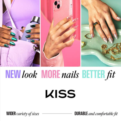 Kiss Core Press On Nägel 'I Wish' – Weiß, Kurz, Quadratisch, 32 Stück mit Nagelkleber