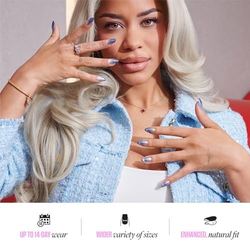 Kiss Glam Press On Nägel 'Dusk Mirage' – Beige, mittel, Sargform, 32 Nägel mit Kleber