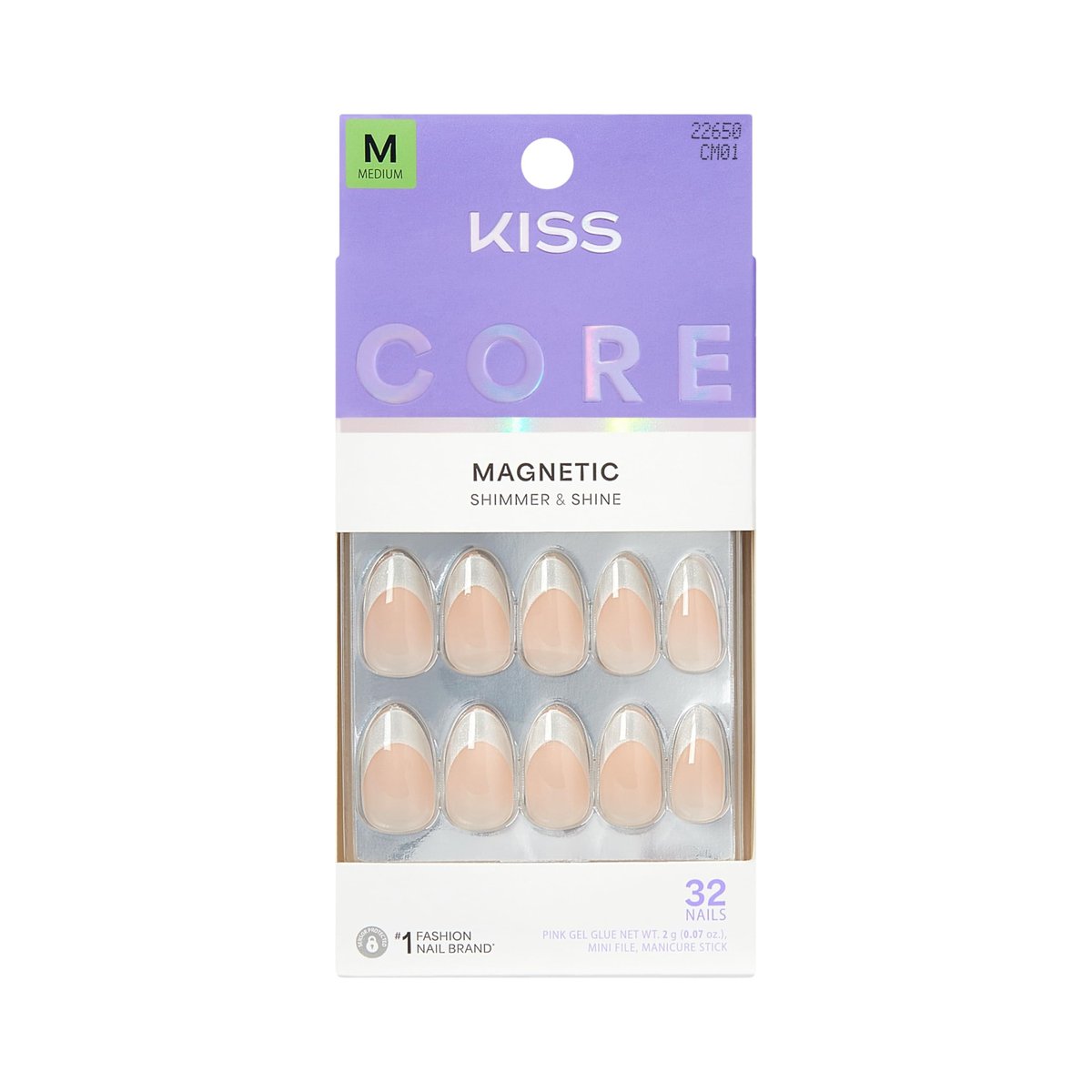 Kiss Core Press On Nägel 'Patchouli' – Weiß, Medium, Mandelform, inkl. 32 Nägel, Kleber, Manikürestab & Feile