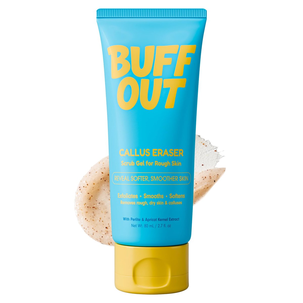 BUFFOUT Callus Eraser Exfoliating Gel – Fuß- und Körperpeeling für Hornhaut, Fersen, Ellbogen und Knie – mit Perlit und Aprikosenkernpulver – 80 ml
