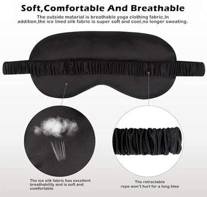 3er-Set Satin Schlafmaske – Seidig weiche Augenmaske für völlige Dunkelheit, inkl. Aufbewahrungsbeutel und Scrunchy, Geschenkset
