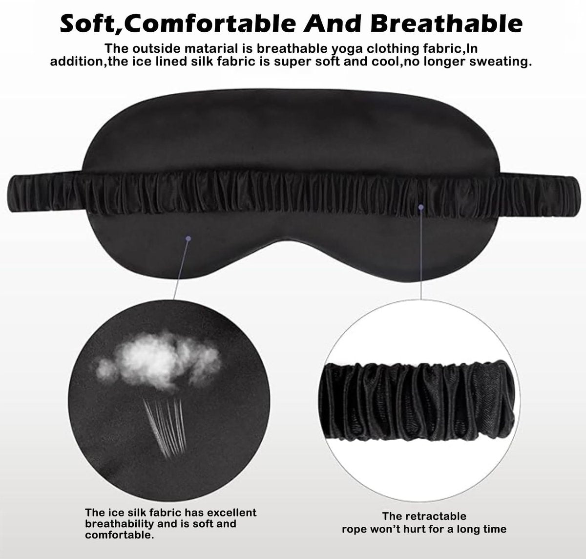 3er-Set Satin Schlafmaske – Seidig weiche Augenmaske für völlige Dunkelheit, inkl. Aufbewahrungsbeutel und Scrunchy, Geschenkset
