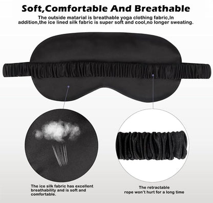 3er-Set Satin Schlafmaske – Seidig weiche Augenmaske für völlige Dunkelheit, inkl. Aufbewahrungsbeutel und Scrunchy, Geschenkset