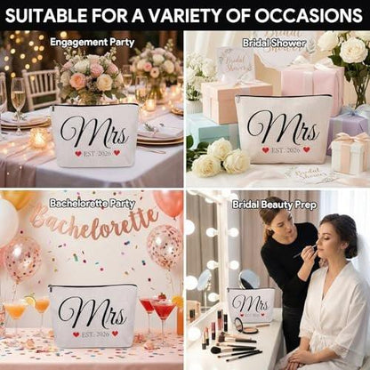 ShioShin Future Mrs Makeup Bag – Hochzeitsgeschenk für die Braut, Brautjungfer-Geschenk, Junggesellinnenparty-Zubehör, weiße Kosmetiktasche aus Canvas