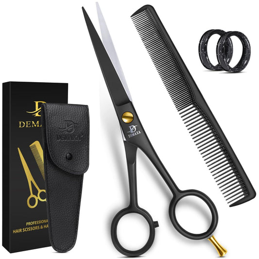 DEMAXA Haarschere Profi 6,5 Zoll mit Haarkamm – Hochwertiger Haarschneider aus rostfreiem Kohlenstoffstahl für Herren- und Damenschnitte, ergonomisch, super scharf