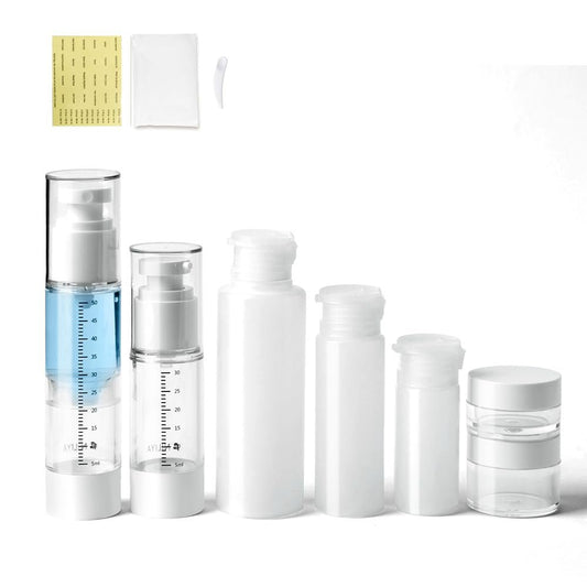 Reiseflaschen Set 7-teilig – TSA-geprüft, auslaufsicher, Silikon-Reisebehälter für Shampoo, Lotion, Creme & Kosmetik