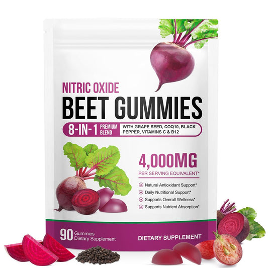 Total Beets Soft Chews – Rote-Bete-Gummis mit Vitamin C & B12, L-Arginin & L-Citrullin, Traubenkernextrakt, Antioxidantien, gesunder Energie-Booster für die Herzgesundheit (90 Stück)