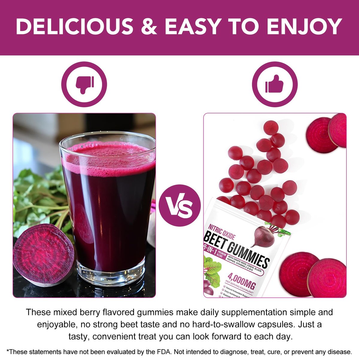Total Beets Soft Chews – Rote-Bete-Gummis mit Vitamin C & B12, L-Arginin & L-Citrullin, Traubenkernextrakt, Antioxidantien, gesunder Energie-Booster für die Herzgesundheit (90 Stück)
