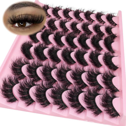 LEAFMOON Wispy Mink Wimpern Flauschige Falsche Wimpern 21 Paare 3 Stile 8D Volumen Wimpern 14-18mm Gemischte Katzenaugen Streifen Wimpern Dramatische Weiche Wimpernstreifen Packung Kunstmink Wimpern