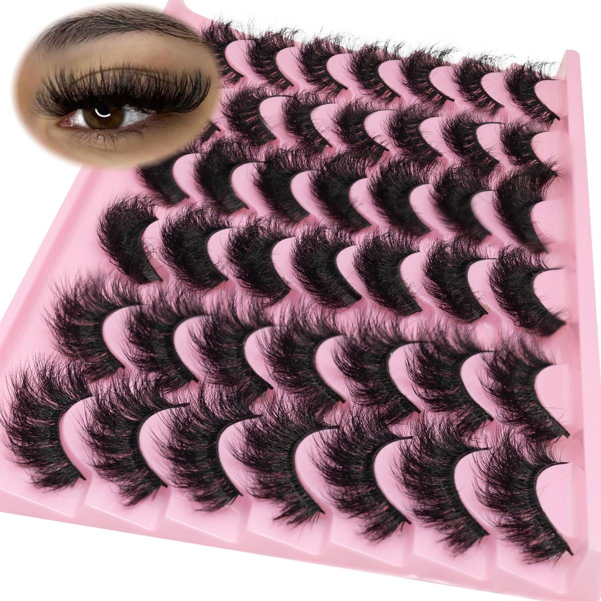 LEAFMOON Wispy Mink Wimpern Flauschige Falsche Wimpern 21 Paare 3 Stile 8D Volumen Wimpern 14-18mm Gemischte Katzenaugen Streifen Wimpern Dramatische Weiche Wimpernstreifen Packung Kunstmink Wimpern