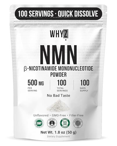 WHYZ Reines NMN-Pulver – Nicotinamid-Mononukleotid, schnell löslich, ungewürzt, vegan, non-GMO, 50 g