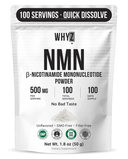 WHYZ Reines NMN-Pulver – Nicotinamid-Mononukleotid, schnell löslich, ungewürzt, vegan, non-GMO, 50 g