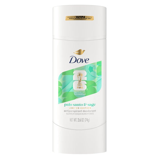 Dove Palo Santo & Sage Antitranspirant Stick – 72h Schweiß- & Geruchsschutz, Pro-Ceramid-Technologie, Alkoholfrei, FIFA Limited Edition Design, 2,6 oz