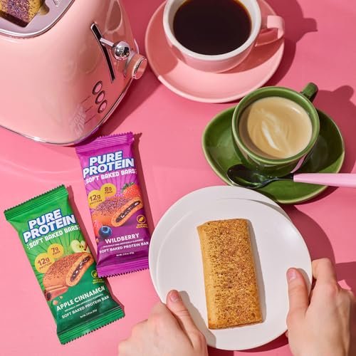 Pure Protein Apfel-Zimt Soft Baked Proteinriegel – 12g Protein, 7g Ballaststoffe, Vollkorn-Frühstücksriegel, ballaststoffreich, einzeln verpackte Proteinsnacks für unterwegs – 10er Pack