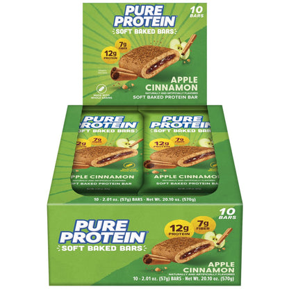 Pure Protein Apfel-Zimt Soft Baked Proteinriegel – 12g Protein, 7g Ballaststoffe, Vollkorn-Frühstücksriegel, ballaststoffreich, einzeln verpackte Proteinsnacks für unterwegs – 10er Pack