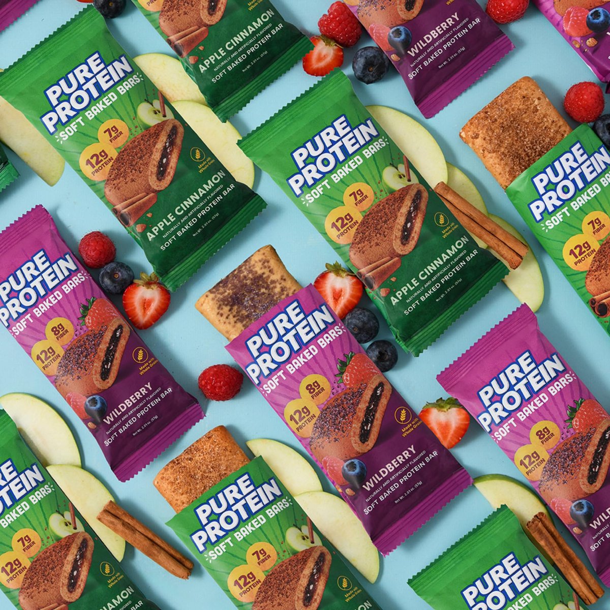 Pure Protein Apfel-Zimt Soft Baked Proteinriegel – 12g Protein, 7g Ballaststoffe, Vollkorn-Frühstücksriegel, ballaststoffreich, einzeln verpackte Proteinsnacks für unterwegs – 10er Pack