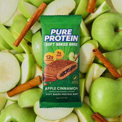 Pure Protein Apfel-Zimt Soft Baked Proteinriegel – 12g Protein, 7g Ballaststoffe, Vollkorn-Frühstücksriegel, ballaststoffreich, einzeln verpackte Proteinsnacks für unterwegs – 10er Pack