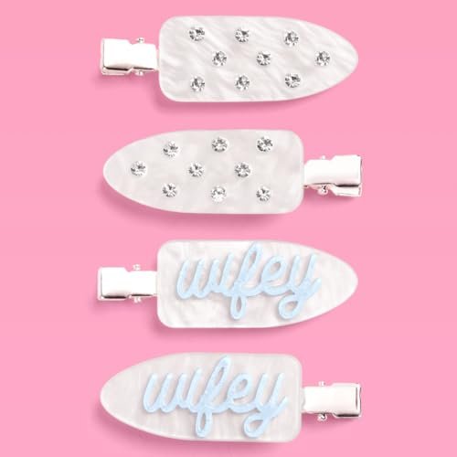 xo, Fetti Wifey Beauty Clips - 4er Set Acryl-Haarklammern | Junggesellinnenparty, Brautparty, Brautaccessoires, Strass, Etwas Blaues