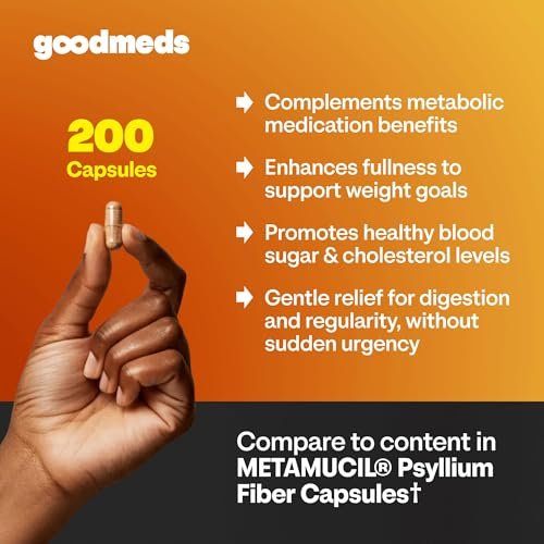 GoodMeds Psyllium Husk Fiber 520mg Kapseln – Ballaststoffpräparat zur Unterstützung der Verdauung für Männer und Frauen, 200 Kapseln