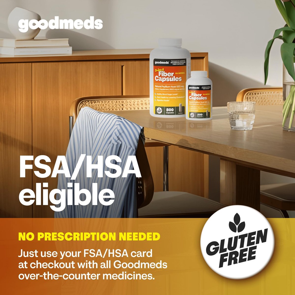 GoodMeds Psyllium Husk Fiber 520mg Kapseln – Ballaststoffpräparat zur Unterstützung der Verdauung für Männer und Frauen, 200 Kapseln