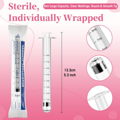 BeHerk Disposable Vaginal Cream Applicators – 8ml Lube Injector Syringes mit glatter Spitze, Dosierungsmarkierungen, passend für die meisten Gleitmittel, Cremes und Gele, sterilisiert und einzeln verpackt, 20 Stück