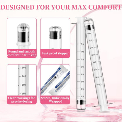 BeHerk Disposable Vaginal Cream Applicators – 8ml Lube Injector Syringes mit glatter Spitze, Dosierungsmarkierungen, passend für die meisten Gleitmittel, Cremes und Gele, sterilisiert und einzeln verpackt, 20 Stück