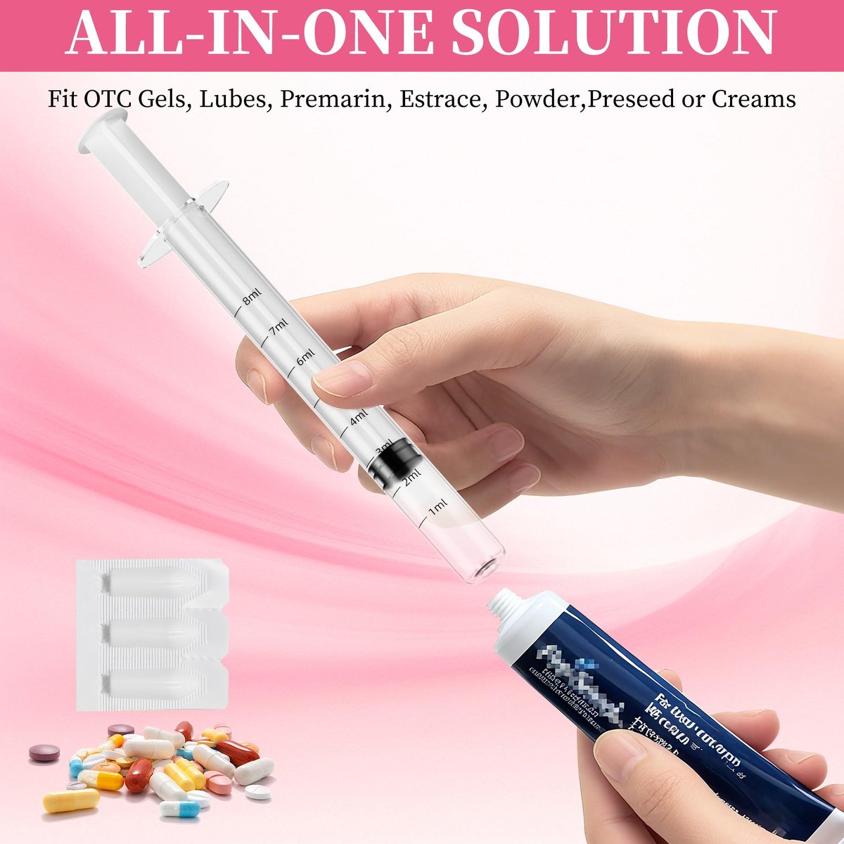 BeHerk Disposable Vaginal Cream Applicators – 8ml Lube Injector Syringes mit glatter Spitze, Dosierungsmarkierungen, passend für die meisten Gleitmittel, Cremes und Gele, sterilisiert und einzeln verpackt, 20 Stück