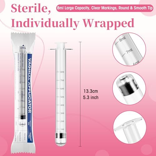 BeHerk Disposable Vaginal Cream Applicators – 8ml Lube Injector Syringes mit glatter Spitze, Dosierungsmarkierungen, passend für die meisten Gleitmittel, Cremes und Gele, sterilisiert und einzeln verpackt, 20 Stück
