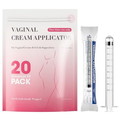 BeHerk Disposable Vaginal Cream Applicators – 8ml Lube Injector Syringes mit glatter Spitze, Dosierungsmarkierungen, passend für die meisten Gleitmittel, Cremes und Gele, sterilisiert und einzeln verpackt, 20 Stück