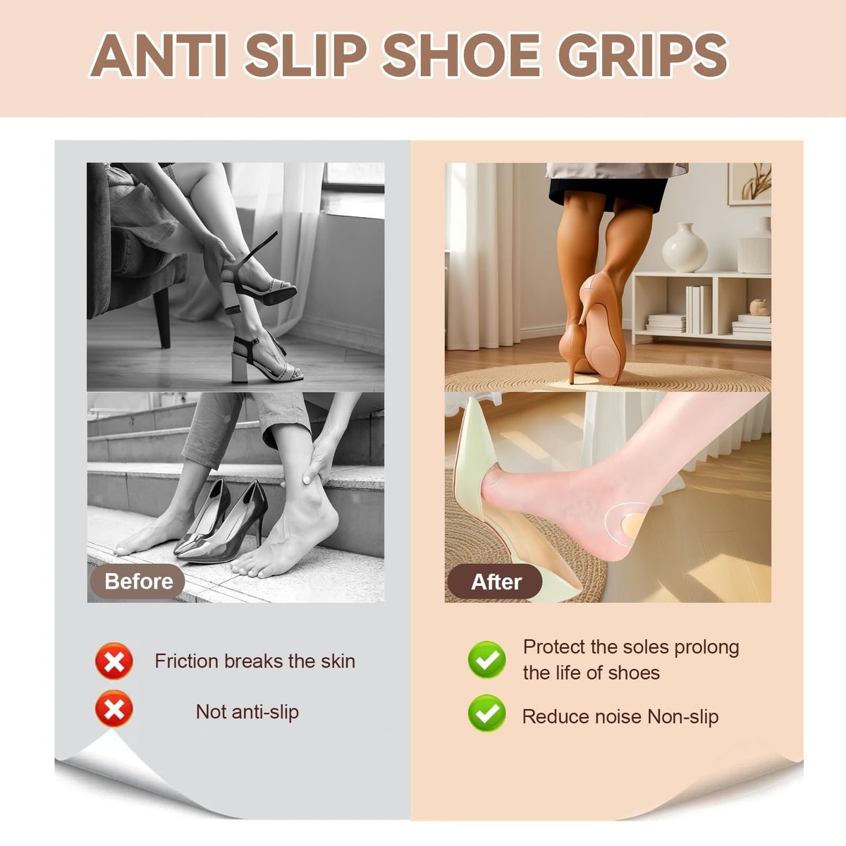 5 Paar Klare, rutschfeste Schuhsohlen-Aufkleber, Fersenschutz für Stilettos, Pumps & Abendschuhe – Transparente Anti-Rutsch-Pads