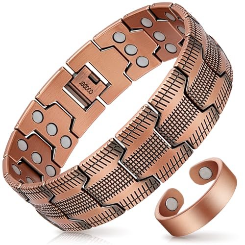 Mahnco Kupferarmband für Herren – 3X Ultra-Stärke 99,99% reines Kupfer mit Magneten, magnetisches Armband mit verstellbarem Größenwerkzeug